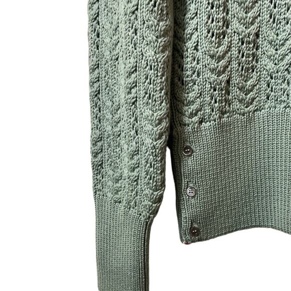 Thom Browne Merino Wool Sweater Irish Pointelle Cable Knit Green Size 8 - Picture 8 of 16